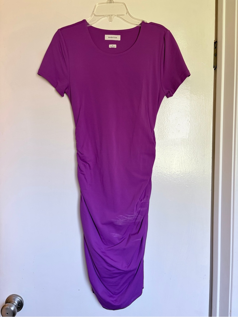 Aritzia Babaton Violet Short Sleeve Ruched Midi Dress Like New